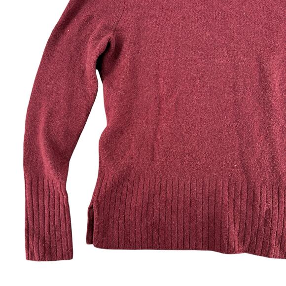 Madewell Maroon Merino Wool Sweater XS Oversized Knit Long Sleeve Mock Neck - Picture 2 of 5
